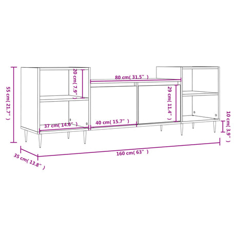 Tv Cabinet 160X35X55 Cm Engineered Wood