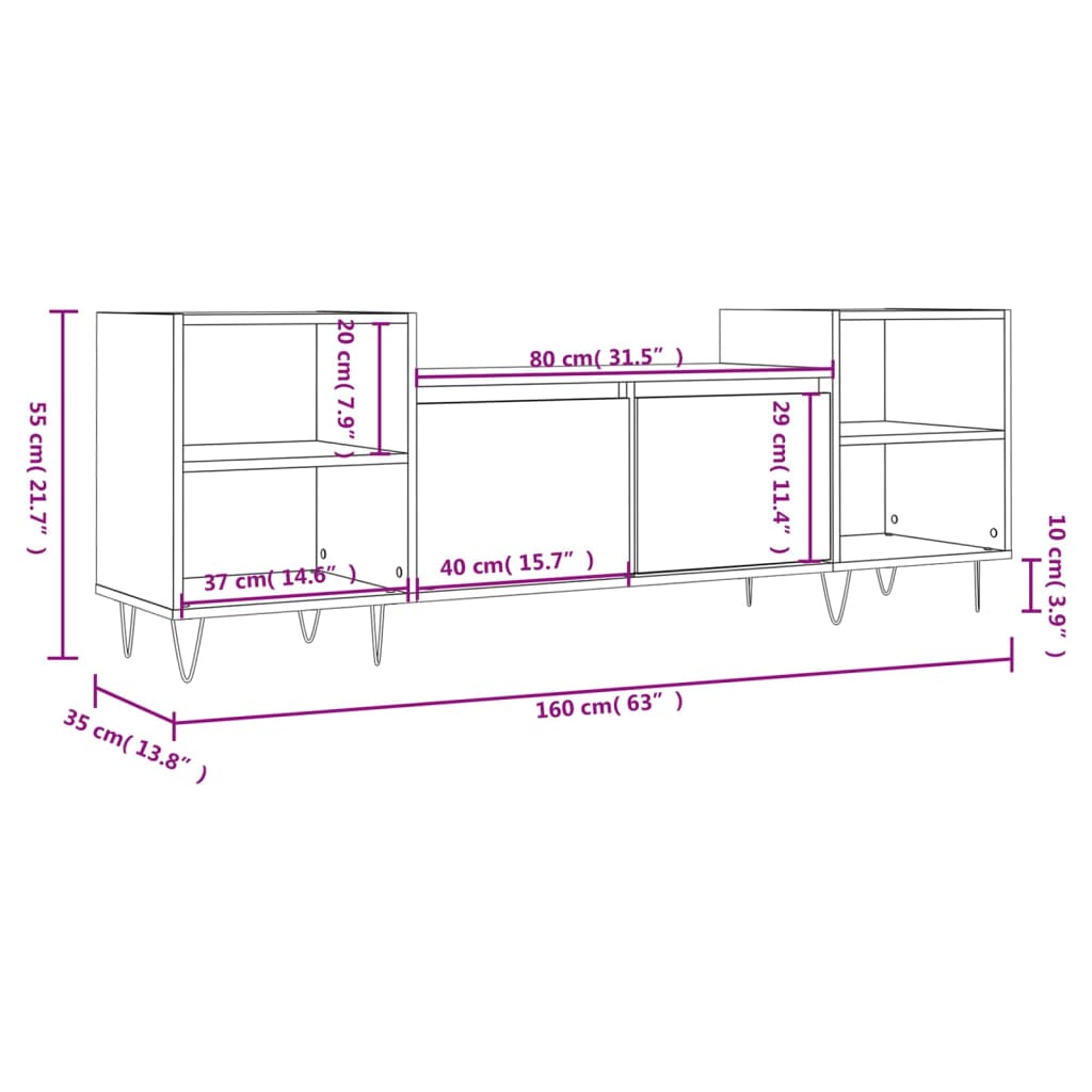 Tv Cabinet 160X35X55 Cm Engineered Wood