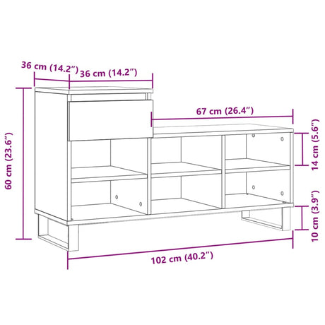 Shoe Cabinet 102X36X60 Cm Engineered Wood