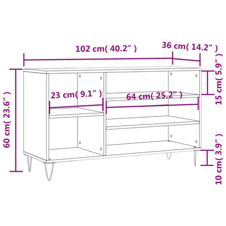 Shoe Cabinet 102X36X60 Cm Engineered Wood
