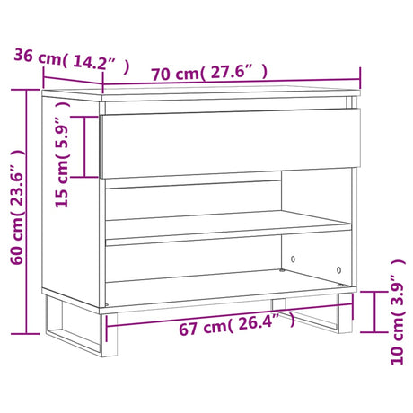Shoe Cabinet 70X36X60 Cm Engineered Wood
