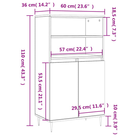 Highboard 60X36X110 Cm Engineered Wood