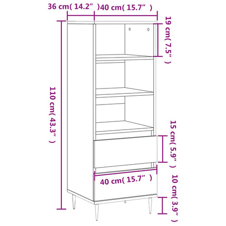 Highboard 40X36X110 Cm Engineered Wood