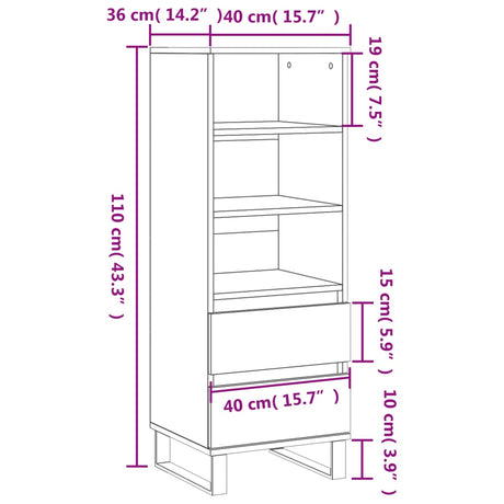 Highboard 40X36X110 Cm Engineered Wood