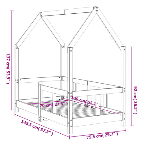Kids Bed Frame Solid Wood Pine