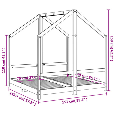 Kids Bed Frame Solid Wood Pine