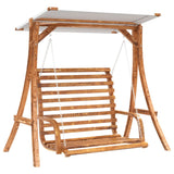 Swing Bench With Canopy Solid Wood Spruce With Teak Finish