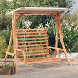 Swing Bench With Canopy Solid Wood Spruce With Teak Finish