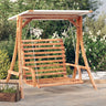 Swing Bench With Canopy Solid Wood Spruce With Teak Finish