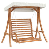 Swing Bench With Canopy Solid Wood Spruce With Teak Finish