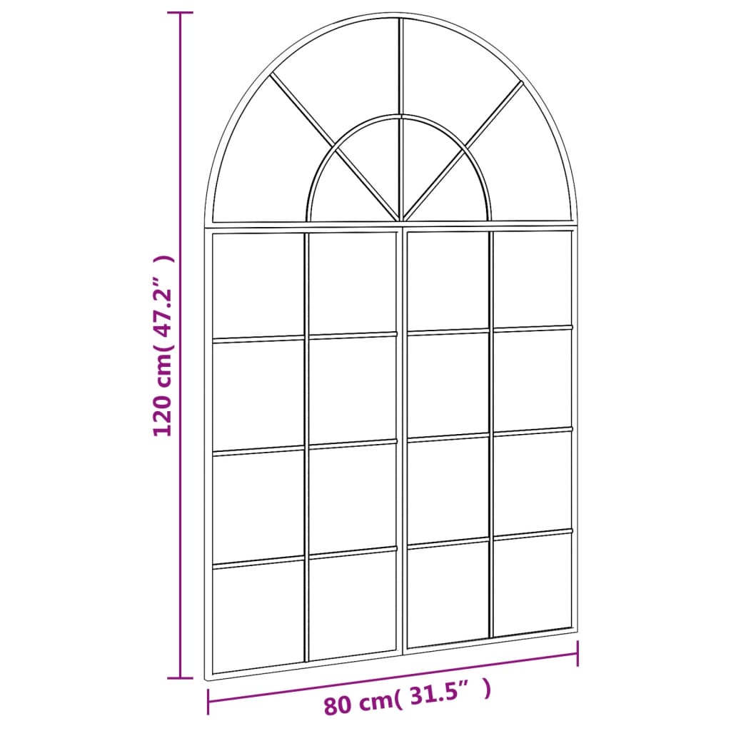 Wall Mirror Black Arch Iron