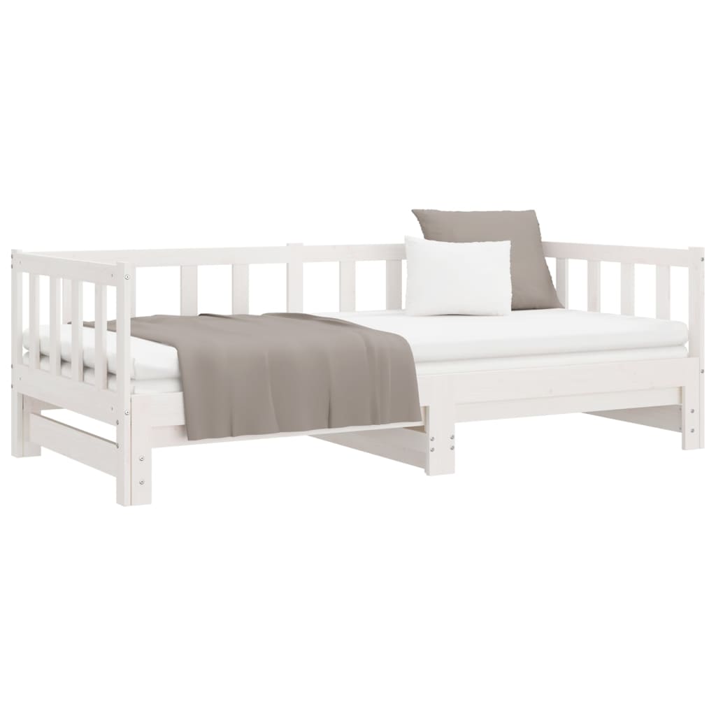 Day Bed with Trundle without Mattress White 90x190 cm Single Solid Wood