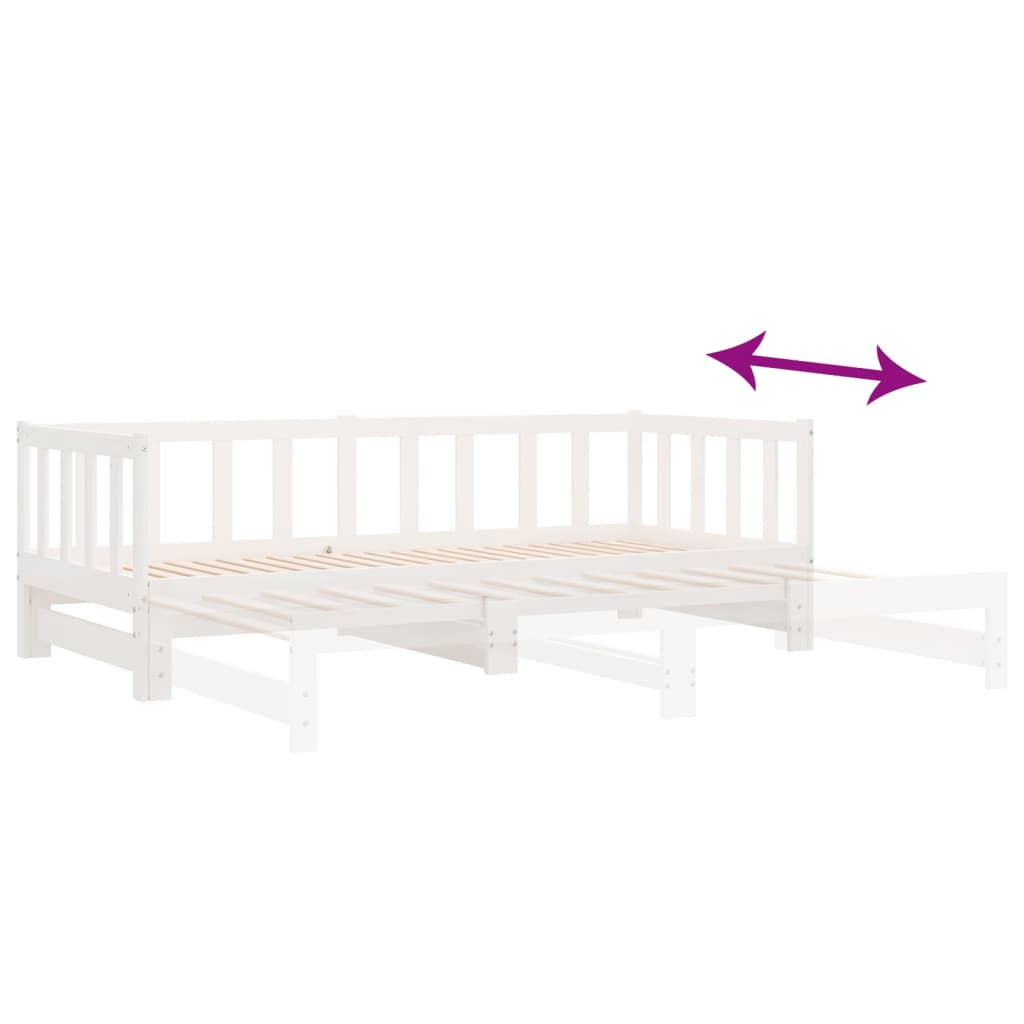 Day Bed with Trundle without Mattress White 90x190 cm Single Solid Wood
