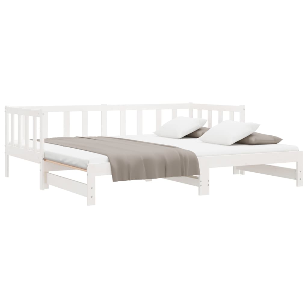 Day Bed with Trundle without Mattress White 90x190 cm Single Solid Wood
