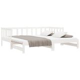 Day Bed with Trundle without Mattress White 90x190 cm Single Solid Wood