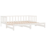 Day Bed with Trundle without Mattress White 90x190 cm Single Solid Wood