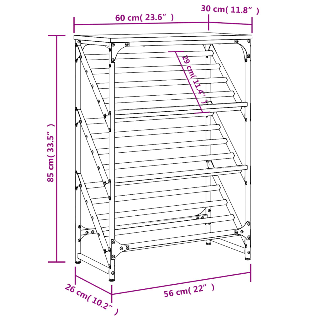 Shoe Rack 60X30X Engineered Wood
