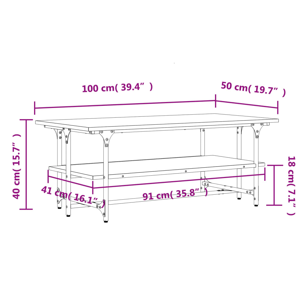 Coffee Table 100X50X40 Cm Engineered Wood