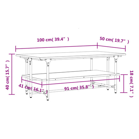Coffee Table 100X50X40 Cm Engineered Wood
