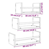 3 Piece Wall Shelf Set With Bars Engineered Wood