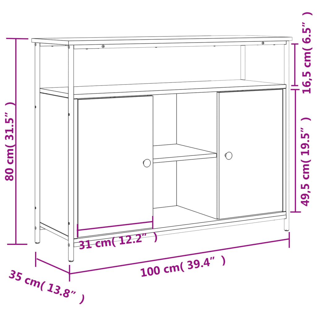 Sideboard 100X35X80 Cm Engineered Wood