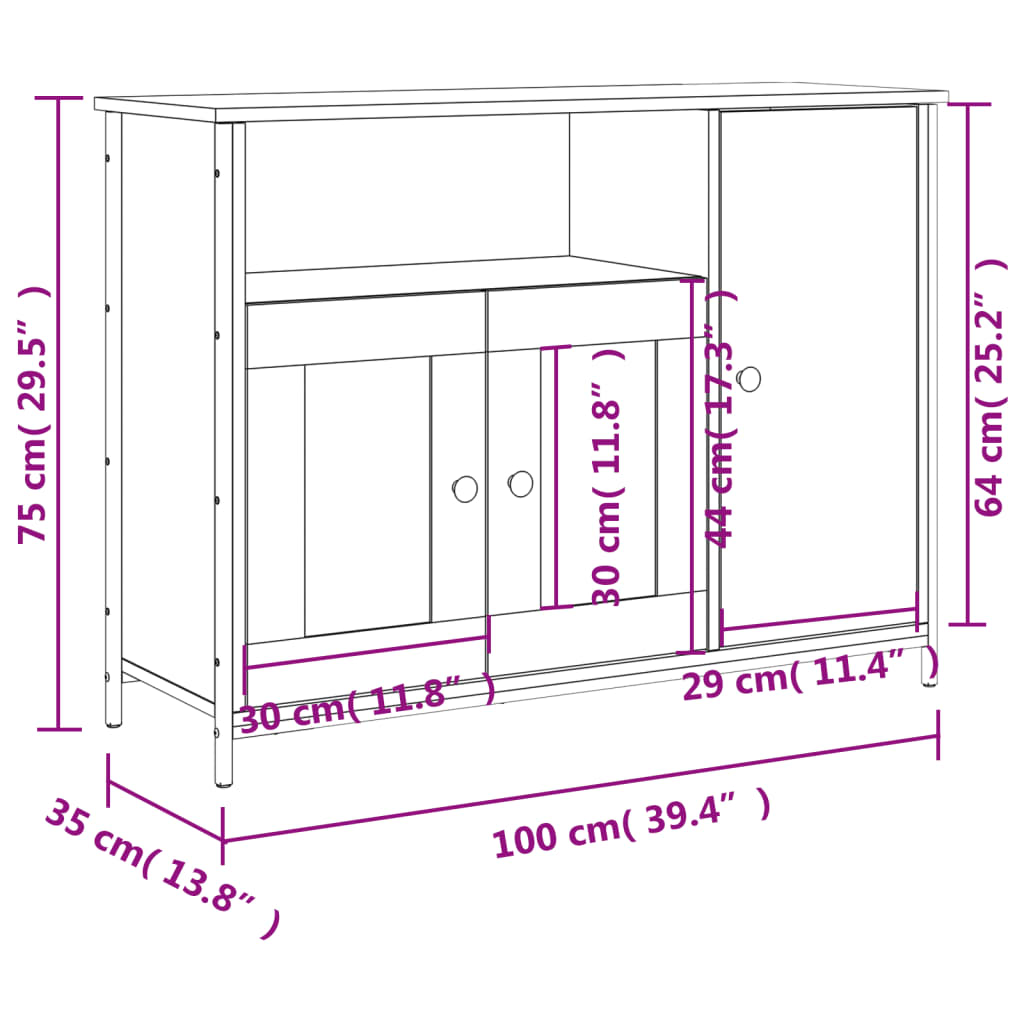 Sideboard 100X35X75 Cm Engineered Wood