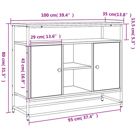 Sideboard 100X35X80 Cm Engineered Wood