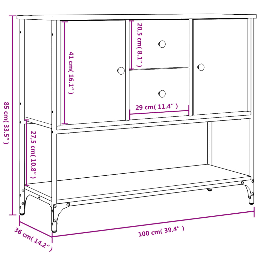 Sideboard 100X36X85 Cm Engineered Wood