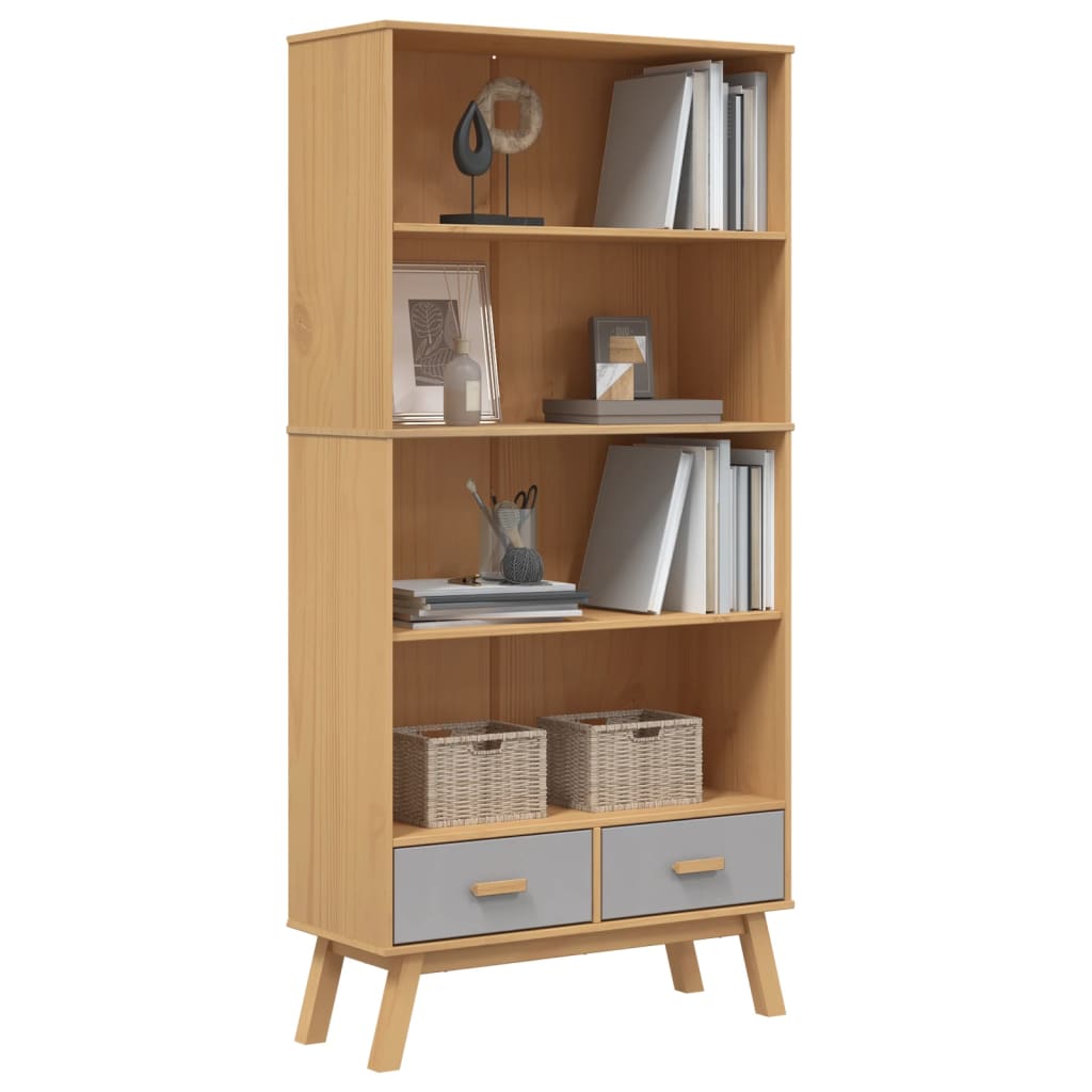 Bookcase 4-Tier Olden Solid Wood Pine