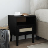 Bedside Cabinet Senja Rattan Look 40X35X48 Cm Solid Wood Pine