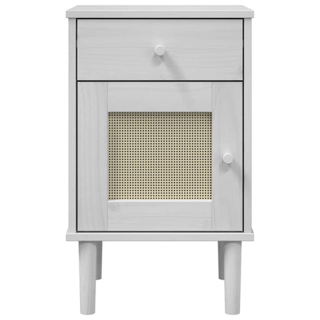 Bedside Cabinet Senja Rattan Look 40X35X65 Cm Solid Wood Pine