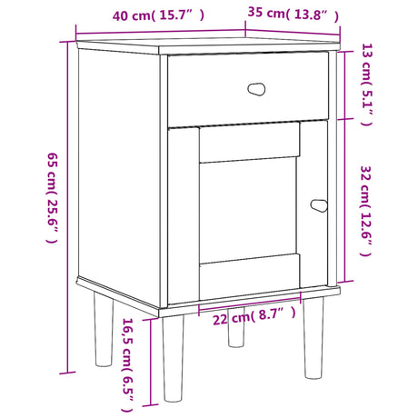 Bedside Cabinet Senja Rattan Look 40X35X65 Cm Solid Wood Pine