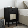 Bedside Cabinet Senja Rattan Look 40X35X65 Cm Solid Wood Pine