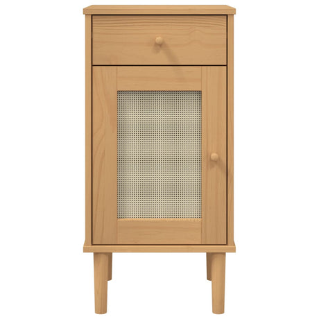 Bedside Cabinet Senja Rattan Look 40X35X80 Cm Solid Wood Pine
