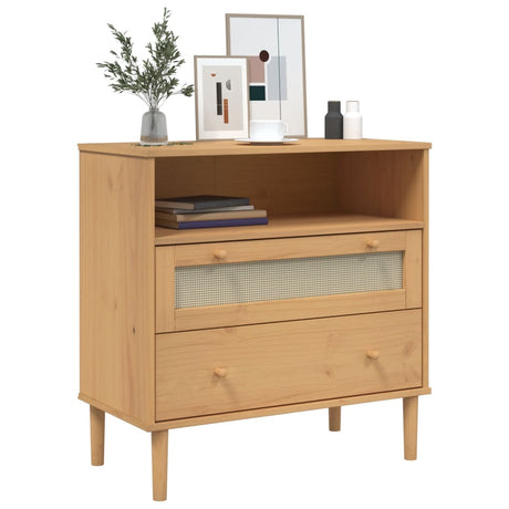 Sideboard Senja Rattan Look 80X40X80 Cm Solid Wood Pine