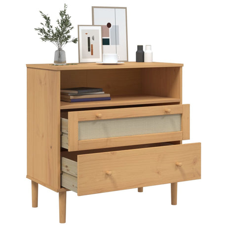 Sideboard Senja Rattan Look 80X40X80 Cm Solid Wood Pine