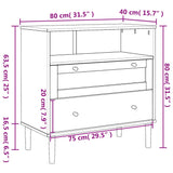 Sideboard Senja Rattan Look 80X40X80 Cm Solid Wood Pine