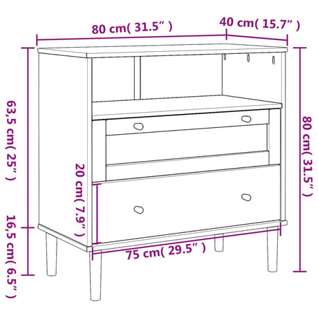 Sideboard Senja Rattan Look 80X40X80 Cm Solid Wood Pine
