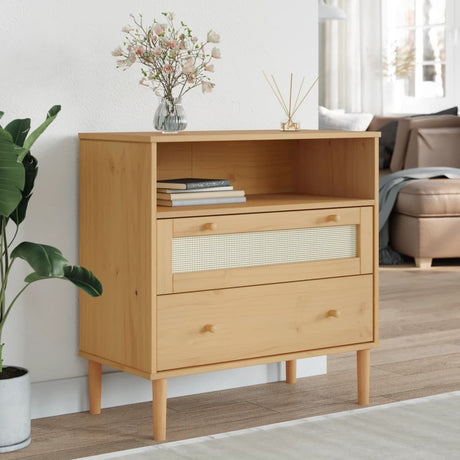 Sideboard Senja Rattan Look 80X40X80 Cm Solid Wood Pine