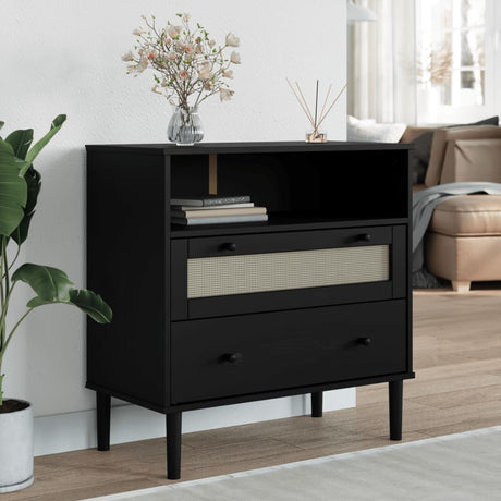 Sideboard Senja Rattan Look 80X40X80 Cm Solid Wood Pine