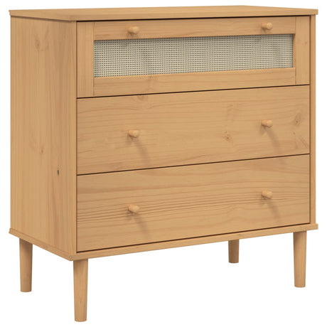 Drawer Cabinet Senja Rattan Look 80X40X80 Cm Solid Wood Pine