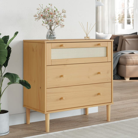 Drawer Cabinet Senja Rattan Look 80X40X80 Cm Solid Wood Pine