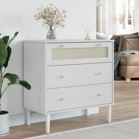 Drawer Cabinet Senja Rattan Look 80X40X80 Cm Solid Wood Pine