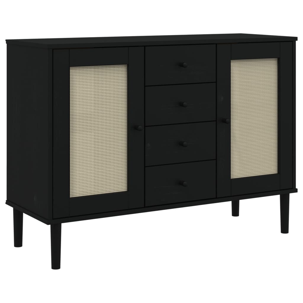 Sideboard Senja Rattan Look 112X40X80 Cm Solid Wood Pine