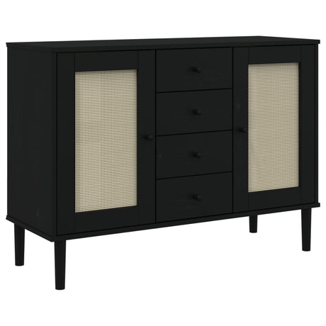 Sideboard Senja Rattan Look 112X40X80 Cm Solid Wood Pine