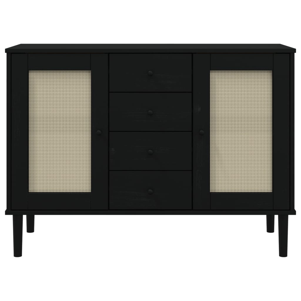 Sideboard Senja Rattan Look 112X40X80 Cm Solid Wood Pine