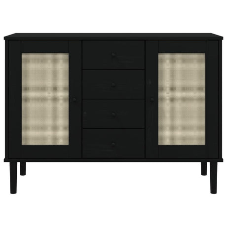 Sideboard Senja Rattan Look 112X40X80 Cm Solid Wood Pine
