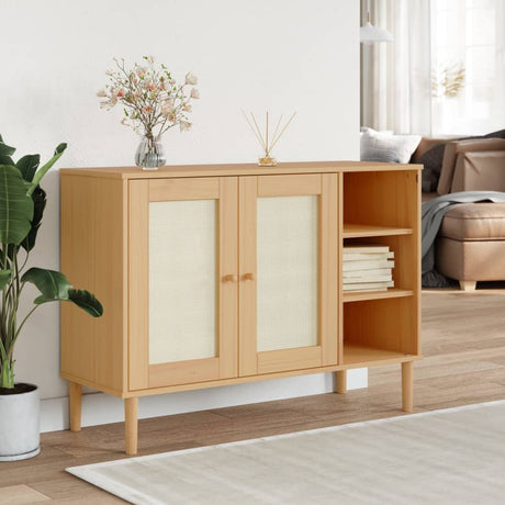 Sideboard Senja Rattan Look 112X40X80Cm Solid Wood Pine