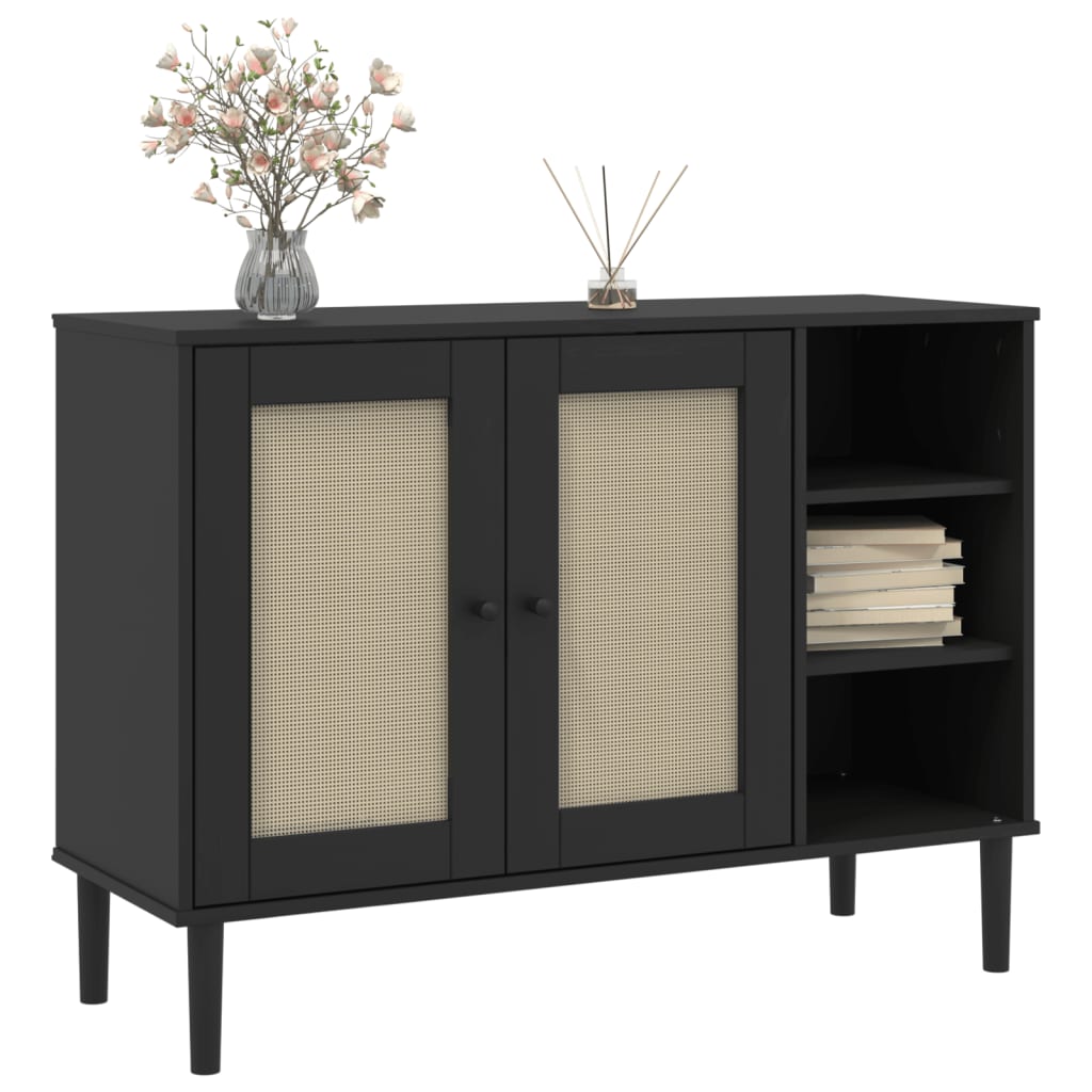 Sideboard Senja Rattan Look 112X40X80Cm Solid Wood Pine