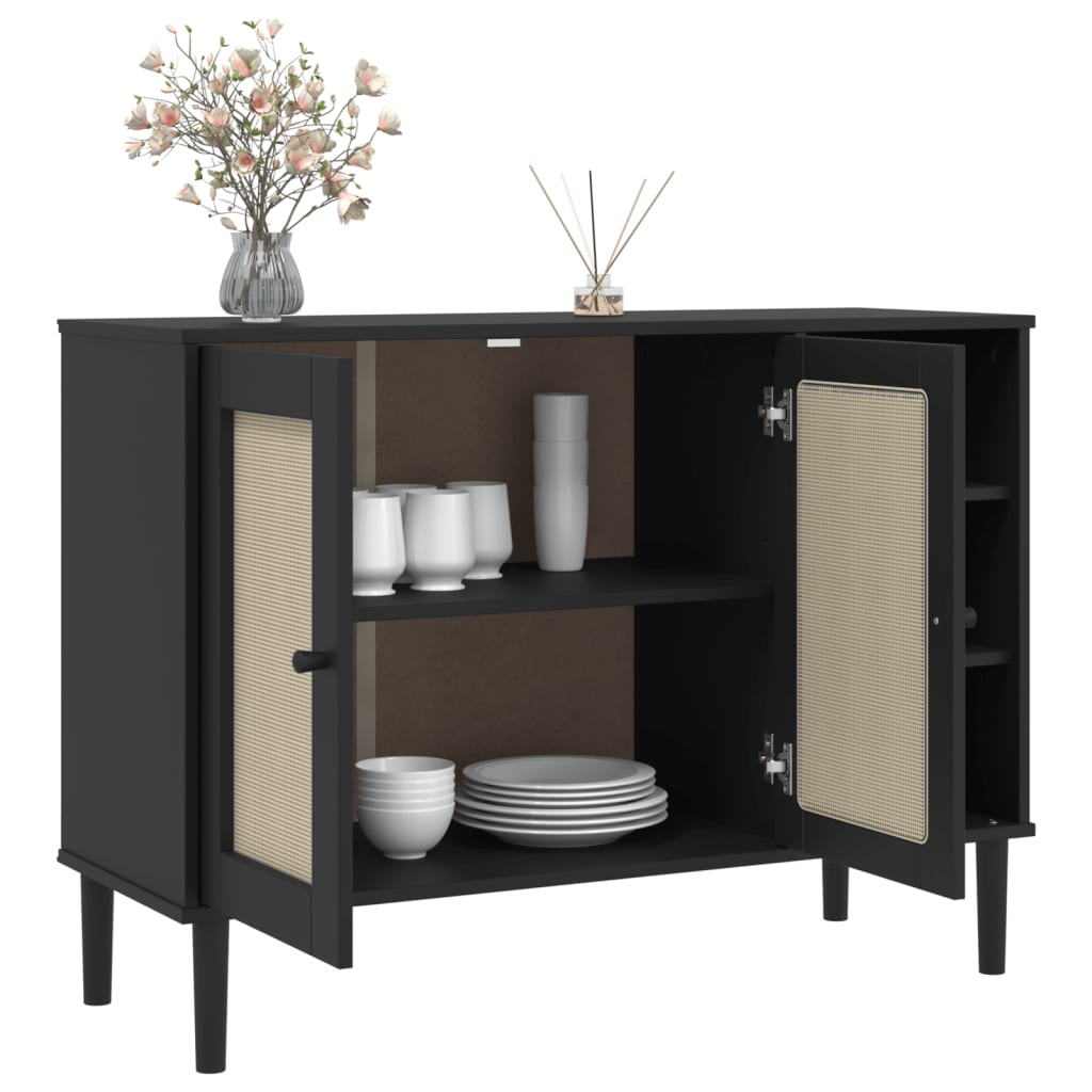 Sideboard Senja Rattan Look 112X40X80Cm Solid Wood Pine